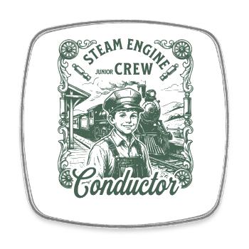 Conducteur ingénieur de chemin de fer à vapeur Vintage - Magnet carré - blanc - Devant