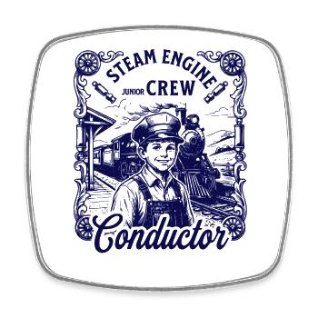 Chemise vintage de conducteur de locomotive à vapeur pour enfant - Magnet carré - blanc - Devant