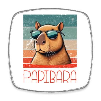 Papibara Daddy Drôle - Magnet carré - blanc - Devant