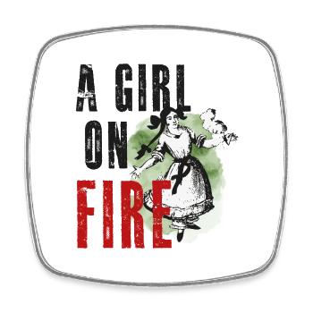 Paulinchen - A Girl On Fire - - Viereckiger Kühlschrankmagnet - Weiß - Vorne