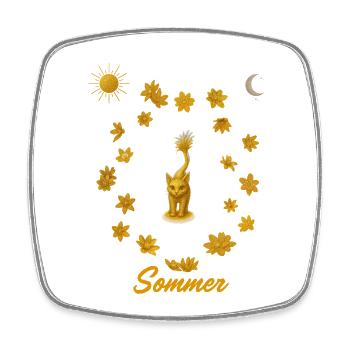 Goldene Katzensommer Kreis - Viereckiger Kühlschrankmagnet - Weiß - Vorne