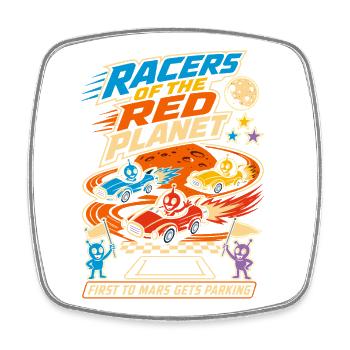 Mars Racing Alien Racer - Square fridge magnet - white - Front