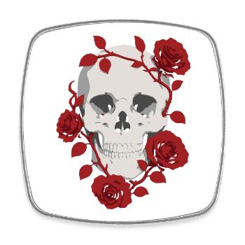 Crimson Rose Skull - Square fridge magnet - white - Front