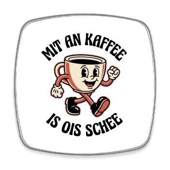 Froher Kaffee Wiener Dialekt - Viereckiger Kühlschrankmagnet - Weiß - Vorne