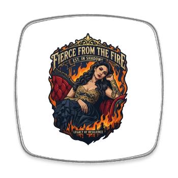 Woman on Fire Strength Gothic Vintage Style - Square fridge magnet - white - Front