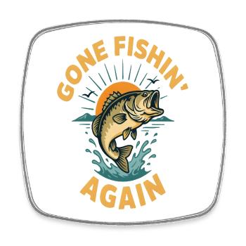 Gone Fishin Again Bass - Viereckiger Kühlschrankmagnet - Weiß - Vorne