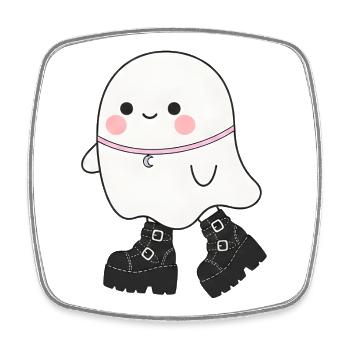 Kawaii Geist mit Plattformstiefeln - Viereckiger Kühlschrankmagnet - Weiß - Vorne