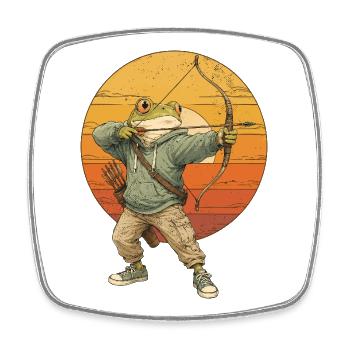  Vintage Bogenschütze-Frösche Bogenschießen - Viereckiger Kühlschrankmagnet - Weiß - Vorne