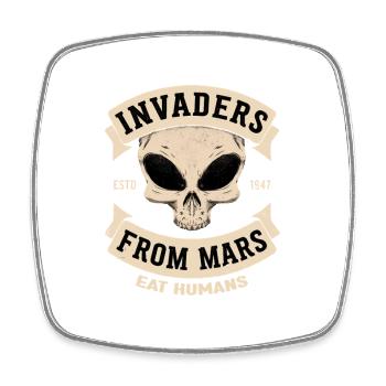 Invaders From Mars - Viereckiger Kühlschrankmagnet - Weiß - Vorne
