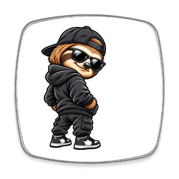 Cool gangster sloth in streetwear style - Square fridge magnet - white - Front