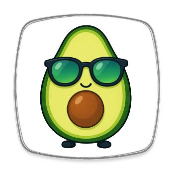 Lunettes de soleil d’été aux légumes à l’avocat Kawaii - Magnet carré - blanc - Devant