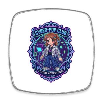 Cyber-Pop Girl im Y2K-Stil und Anime - Viereckiger Kühlschrankmagnet - Weiß - Vorne