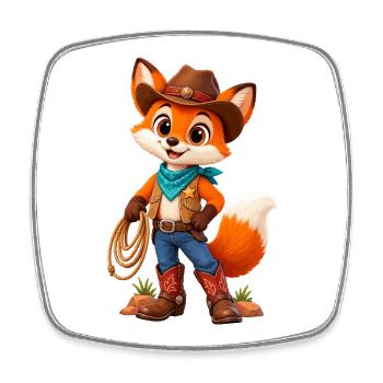 Fuchs Cowboy Lasso - Viereckiger Kühlschrankmagnet - Weiß - Vorne