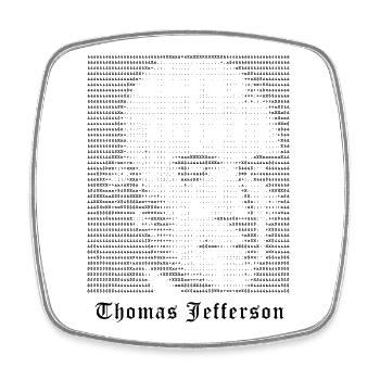 Thomas Jefferson ASCII Kunst - Viereckiger Kühlschrankmagnet - Weiß - Vorne