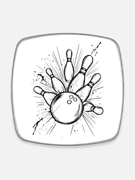 Bowling - Viereckiger Kühlschrankmagnet - Weiß