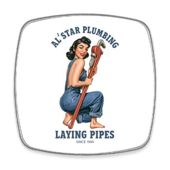 Al'star plumbing - Viereckiger Kühlschrankmagnet - Weiß - Vorne