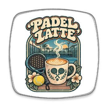 Padel Latte – Kaffee & Padel - Viereckiger Kühlschrankmagnet - Weiß - Vorne