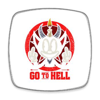 Go to hell - Viereckiger Kühlschrankmagnet - Weiß - Vorne
