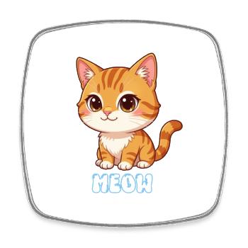 Niedliches Kätzchen-Miau-Cartoon-Katzen-Katzen-Design - Viereckiger Kühlschrankmagnet - Weiß - Vorne