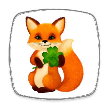 Niedlicher kleiner Fuchs mit vierblättrigem Klee - Viereckiger Kühlschrankmagnet - Weiß - Vorne
