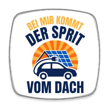 E-Auto Sprit vom Dach - Solar Photovoltaik - Viereckiger Kühlschrankmagnet - Weiß - Vorne