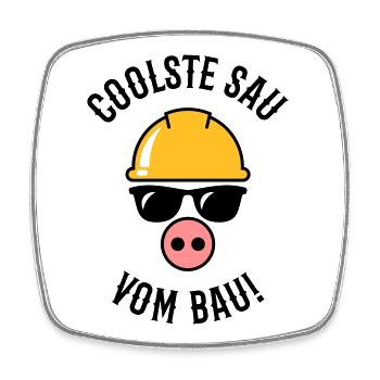 Coolste Sau Vom Bau! (Bauarbeiter / Handwerker) - Viereckiger Kühlschrankmagnet - Weiß - Vorne