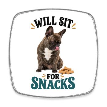 Französische Bulldogge Will Sit For Snacks - Viereckiger Kühlschrankmagnet - Weiß - Vorne