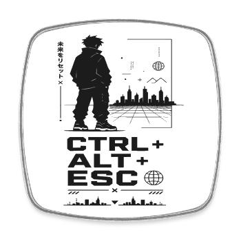 CTRL ALT ESC Skyline Retro - Viereckiger Kühlschrankmagnet - Weiß - Vorne
