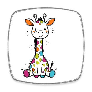 Süße Bunte Giraffe Kinder Baby Safari T-Shirt - Viereckiger Kühlschrankmagnet - Weiß - Vorne