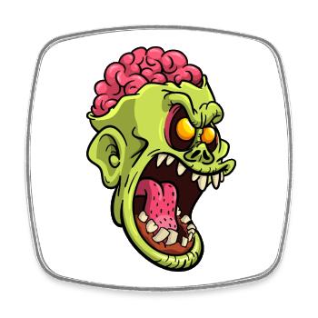 Wütender Gehirn-Zombiekopf - Viereckiger Kühlschrankmagnet - Weiß - Vorne