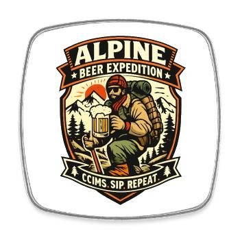 Alpine Bier Expedition - Viereckiger Kühlschrankmagnet - Weiß - Vorne
