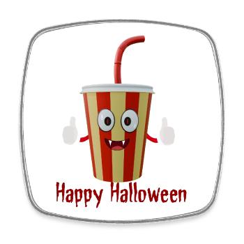 Frohen Halloween-Cola-Becher - Viereckiger Kühlschrankmagnet - Weiß - Vorne