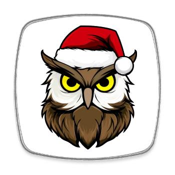 Eulen Weihnachten / Weihnachtsmann Vogel - Viereckiger Kühlschrankmagnet - Weiß - Vorne