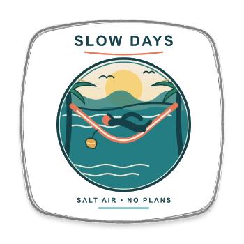 Slow Days Strandhammock Signet - Viereckiger Kühlschrankmagnet - Weiß - Vorne