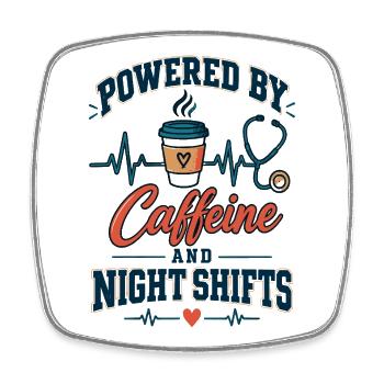 Kaffee Kraft NachtSchicht - Viereckiger Kühlschrankmagnet - Weiß - Vorne