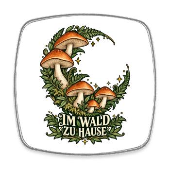 Pilzmond im Wald - Viereckiger Kühlschrankmagnet - Weiß - Vorne