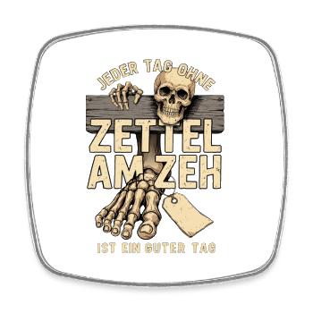Zettel am Zeh Totenkopf Motiv - Viereckiger Kühlschrankmagnet - Weiß - Vorne