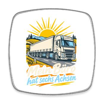 Mein Büro hat sechs Achsen LKW - Viereckiger Kühlschrankmagnet - Weiß - Vorne