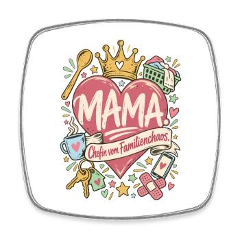 Mama Chefin vom Familienchaos - Viereckiger Kühlschrankmagnet - Weiß - Vorne