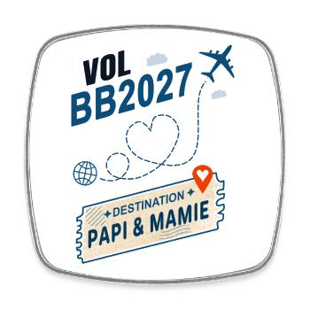 Flug BB2027 Ziel Opa und Großmutter - Viereckiger Kühlschrankmagnet - Weiß - Vorne