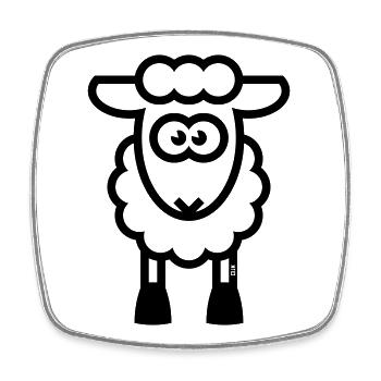 Schaf / Schäfchen / Lamm / Lämmchen (Black) - Viereckiger Kühlschrankmagnet - Weiß - Vorne