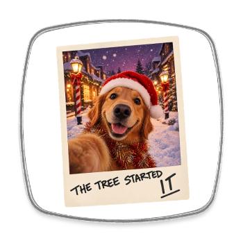 The Tree Started It Golden Retriever Selfie - Viereckiger Kühlschrankmagnet - Weiß - Vorne