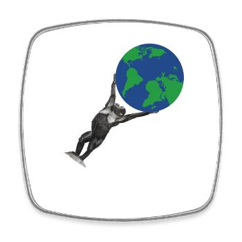 Monkey Earth Globe Ape Love Chimpanzee - Square fridge magnet - white - Front