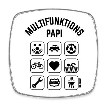 Multifunktions Papi (9 Icons) - Viereckiger Kühlschrankmagnet - Weiß - Vorne