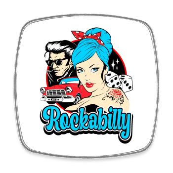 Rockabilly Pin-Up Vintage Rocker Retro - Viereckiger Kühlschrankmagnet - Weiß - Vorne