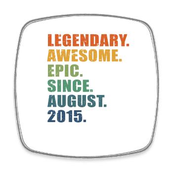 8th Birthday, August 2015, 8 Year Anniversary - Square fridge magnet - white - Front