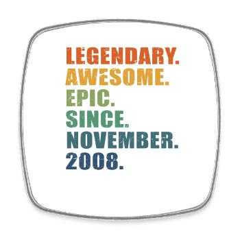 15th Birthday, November 2008, 15 Year Anniversary - Square fridge magnet - white - Front