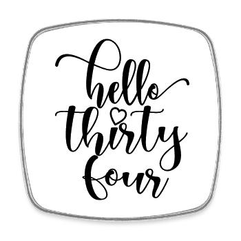 Bonjour Trente-quatre Mignon anniversaire de 34 ans - Magnet carré - blanc - Devant