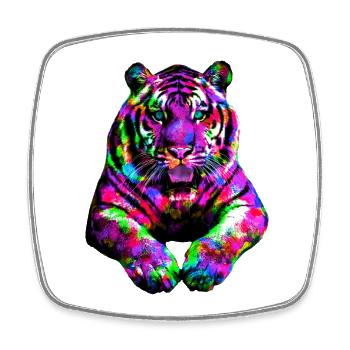 Tiger bunt Regenbogen - Viereckiger Kühlschrankmagnet - Weiß - Vorne