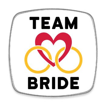 Team bride (Herz, zwei Ringe) - Viereckiger Kühlschrankmagnet - Weiß - Vorne